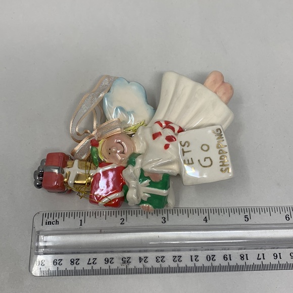 Let’s go shopping ANGEL with gifts Christmas tree ornament decoration used - Picture 5 of 17